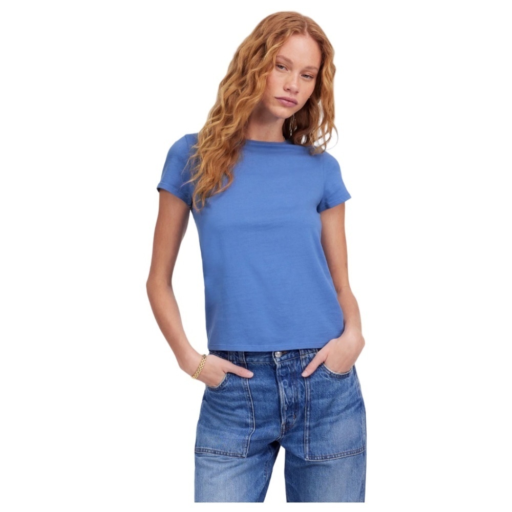 Madewell Essential Slim Tee | Delphinium Blue | XS | Lightweight Cotton